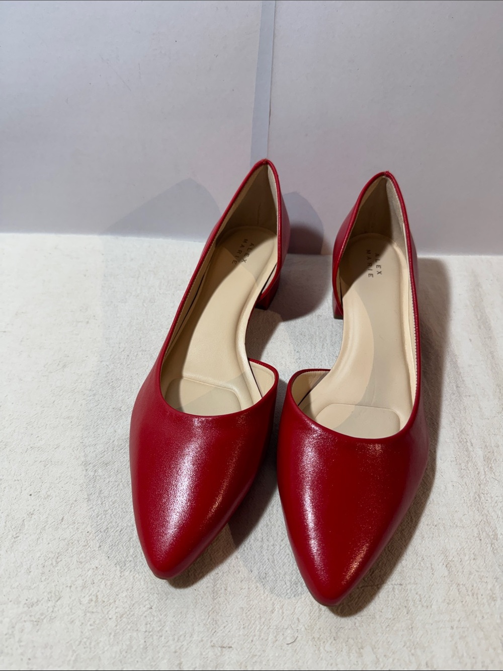 Alex Marie Cherry Red Pointed-Toe Low Block Heels
